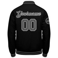 Benutzerdefinierte Verlauf Varsity-Jacke. Letterman-Jacke Schwarz Grau