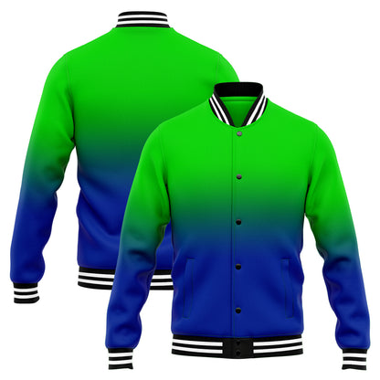 Benutzerdefinierte Verlauf Varsity-Jacke. Letterman-Jacke Grün Blau
