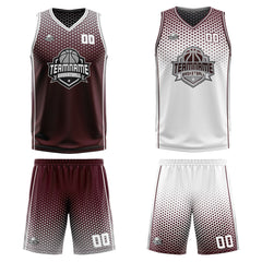 Benutzerdefinierte Burgund Grau Weiß Reversible Basketball Jersey Personalisierte Print Name Nummer Logo