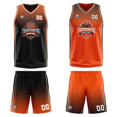 Benutzerdefinierte Schwarze Orange Creme Reversible Basketball Jersey Personalisierte Print Name Nummer Logo