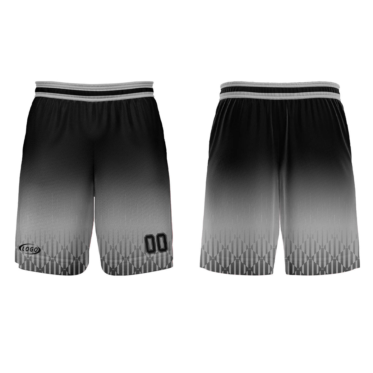 Benutzerdefinierter Grau Schwarz Farbverlauf Basketball Jersey Uniform Anzug gedruckt Ihr Logo Name Nummer