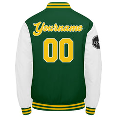 Benutzerdefinierte Verlauf Varsity-Jacke. Letterman-Jacke Grün Gelb Weiß