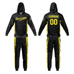 Benutzerdefiniert Schwarz Tarnung Sport Jersey Satz Trainingsanzug Zur Seite fahren Kapuzenpullover Oberteile und Hose Satz Königlich