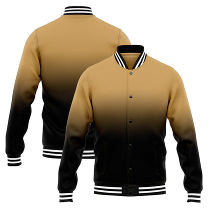 Benutzerdefinierte Verlauf Varsity-Jacke. Letterman-Jacke Gold Schwarz