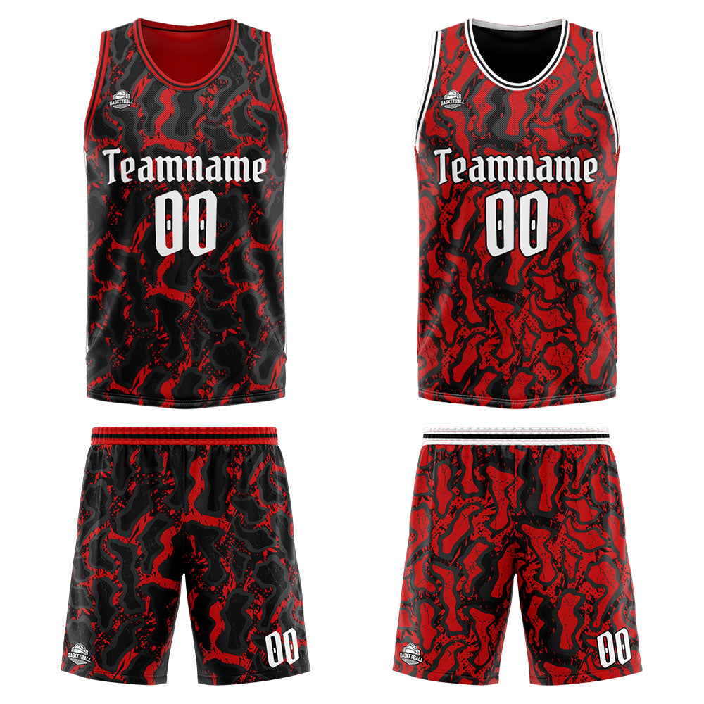Benutzerdefinierte Reversible Basketball Jersey Personalisierte Print Name Nummer Logo Neon Grün&Schwarz&Rot