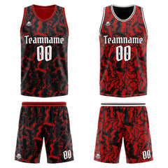 Benutzerdefinierte Reversible Basketball Jersey Personalisierte Print Name Nummer Logo Neon Grün&Schwarz&Rot