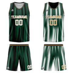 Benutzerdefinierte Reversible Basketball Jersey Personalisierte Print Name Nummer Logo Dunkelgrün &Weiß