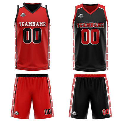Benutzerdefinierte Rot Schwarz Reversible Basketball Jersey Personalisierte Print Name Nummer Logo