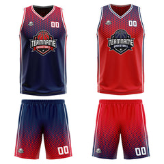 Benutzerdefinierte Marine Rot Reversible Basketball Jersey Personalisierte Print Name Nummer Logo