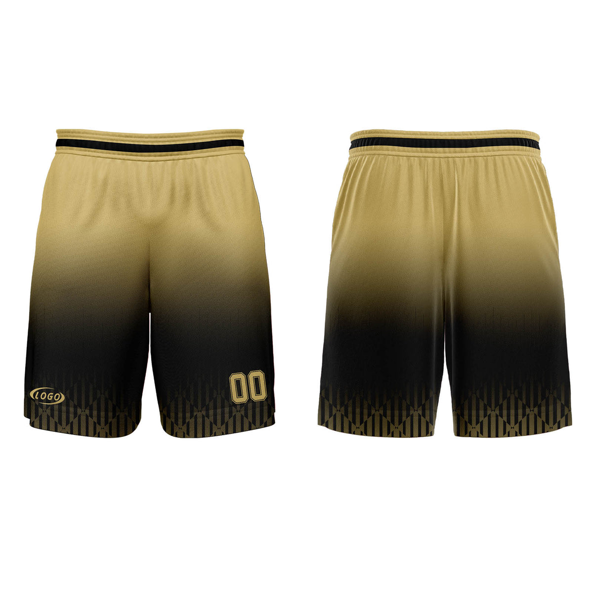 Benutzerdefinierter Schwarz Hellbraun Farbverlauf Basketball Jersey Uniform Anzug gedruckt Ihr Logo Name Nummer