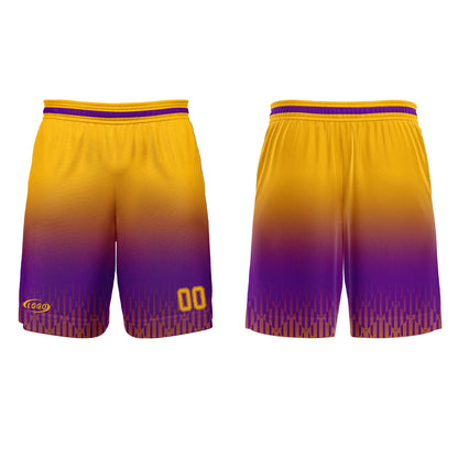 Benutzerdefinierter Lila Gelb Farbverlauf Basketball Jersey Uniform Anzug gedruckt Ihr Logo Name Nummer