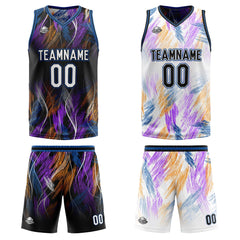 Benutzerdefinierte Schwarz Blau Reversible Basketball Jersey Personalisierte Print Name Nummer Logo