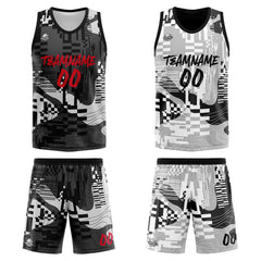 Benutzerdefinierte Reversible Basketball Jersey Personalisierte Print Name Nummer Logo Schwarz&Grau