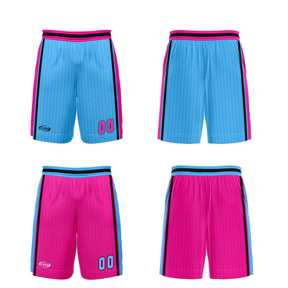 Benutzerdefinierte Blau Rosa Reversible Basketball Jersey Personalisierte Drucken Name Nummer Logo