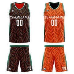 Benutzerdefinierte Reversible Basketball Jersey Personalisierte Print Name Nummer Logo Chevron-Schwarz&Orange