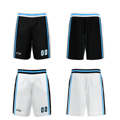 Benutzerdefinierte Schwarz Weiß Blau Reversible Basketball Jersey Personalisierte Drucken Name Nummer Logo