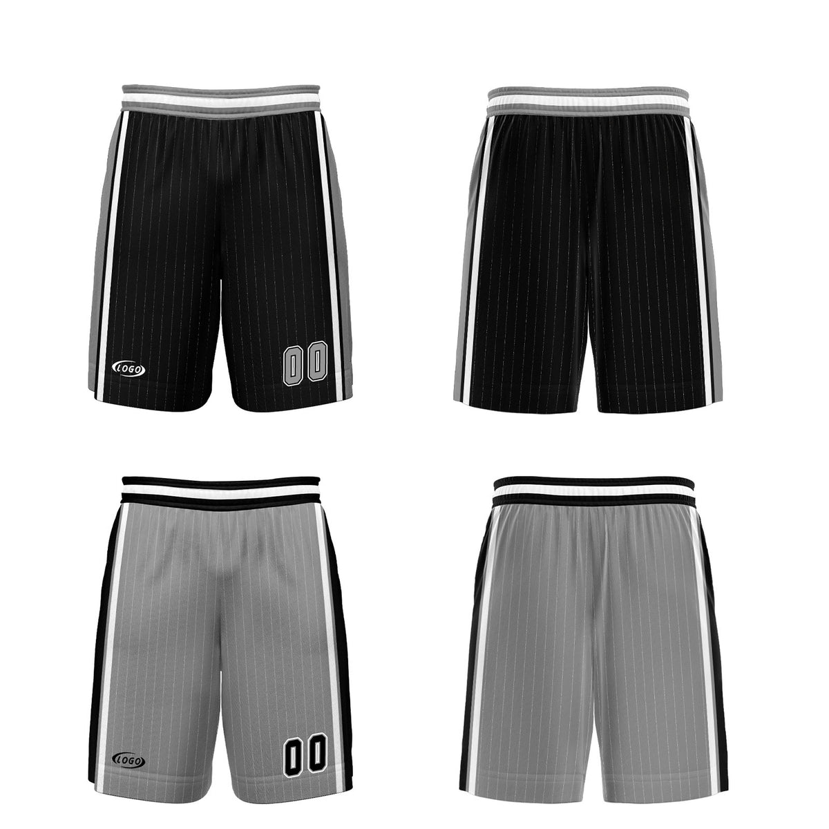 Benutzerdefinierte Schwarz Grau Reversible Basketball Jersey Personalisierte Drucken Name Nummer Logo