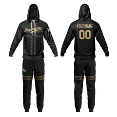 Benutzerdefiniert Schwarz Tarnung Sport Jersey Satz Trainingsanzug Zur Seite fahren Kapuzenpullover Oberteile und Hose Satz Königlich