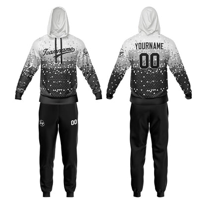 Benutzerdefiniert Grau Tarnung Sport Jersey Satz Trainingsanzug Zur Seite fahren Kapuzenpullover Oberteile und Hose Satz Königlich