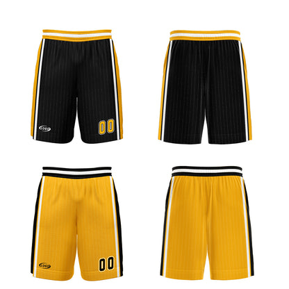 Benutzerdefinierte Schwarz Gelb Reversible Basketball Jersey Personalisierte Drucken Name Nummer Logo