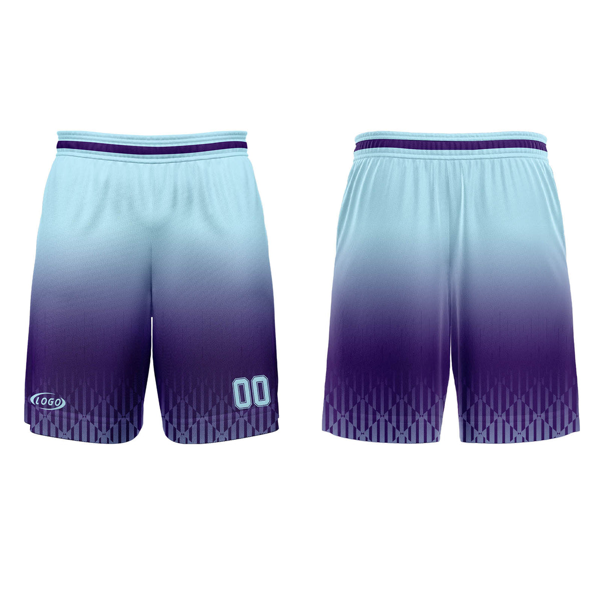 Benutzerdefinierter Lila Hellblau Farbverlauf Basketball Jersey Uniform Anzug gedruckt Ihr Logo Name Nummer