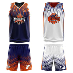 Benutzerdefinierte Marine Orange Weiß Reversible Basketball Jersey Personalisierte Print Name Nummer Logo