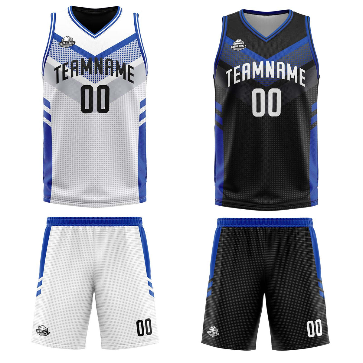 Benutzerdefinierte Weiß Blau Reversible Basketball Jersey Personalisierte Print Name Nummer Logo
