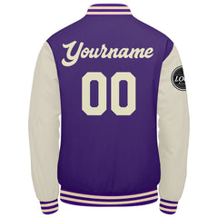 Benutzerdefinierte Verlauf Varsity-Jacke. Letterman-Jacke Lila Creme