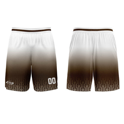 Benutzerdefinierter Braun Weiß Farbverlauf Basketball Jersey Uniform Anzug gedruckt Ihr Logo Name Nummer