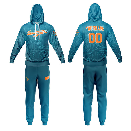 Benutzerdefiniert See Blau Tarnung Sport Jersey Satz Trainingsanzug Zur Seite fahren Kapuzenpullover Oberteile und Hose Satz Königlich