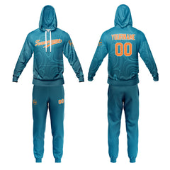 Benutzerdefiniert See Blau Tarnung Sport Jersey Satz Trainingsanzug Zur Seite fahren Kapuzenpullover Oberteile und Hose Satz Königlich