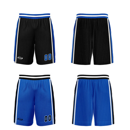 Benutzerdefinierte Schwarz Blau Reversible Basketball Jersey Personalisierte Drucken Name Nummer Logo