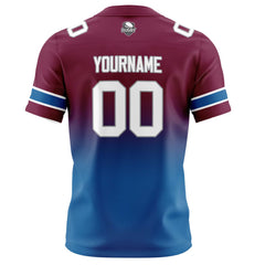 Benutzerdefinierte Burgunderrot Blau Gradient Fußball Trikots Personalisierter Name Nummer Logo