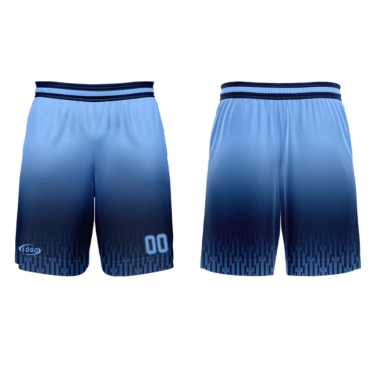 Benutzerdefinierter Marine Hellblau Farbverlauf Basketball Jersey Uniform Anzug gedruckt Ihr Logo Name Nummer