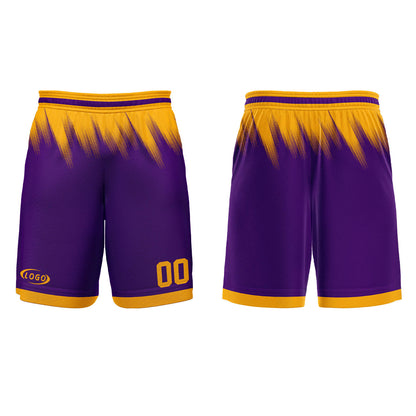 Benutzerdefinierter Lila Gelb Basketball Jersey Uniform Anzug gedruckt Ihr Logo Name Nummer