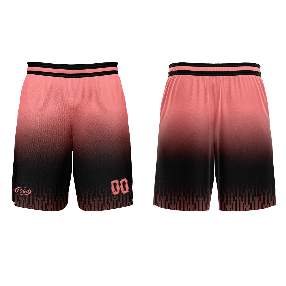 Benutzerdefinierter Schwarz Rosa Farbverlauf Basketball Jersey Uniform Anzug gedruckt Ihr Logo Name Nummer