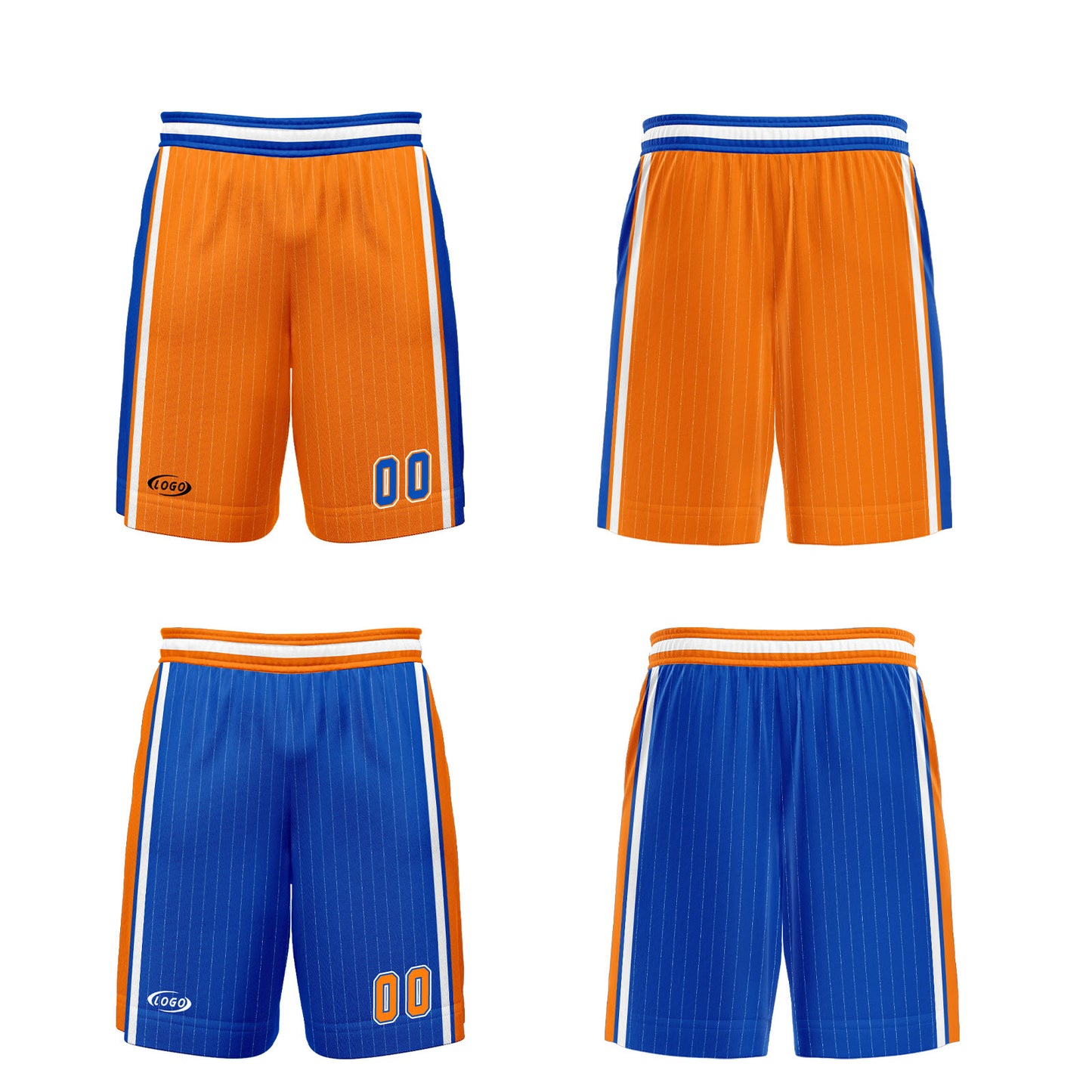 Benutzerdefinierte Orange Blau Reversible Basketball Jersey Personalisierte Drucken Name Nummer Logo