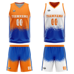 Benutzerdefinierte Reversible Basketball Jersey Personalisierte Print Name Nummer Logo Orange-Blau