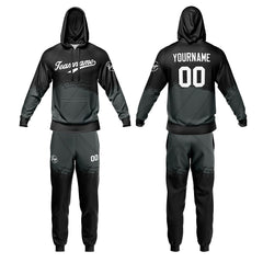 Benutzerdefiniert Schwarz Grau Tarnung Sport Jersey Satz Trainingsanzug Zur Seite fahren Kapuzenpullover Oberteile und Hose Satz Königlich