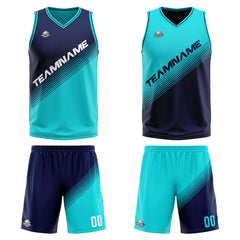 Benutzerdefinierte Reversible Basketball Jersey Personalisierte Print Name Nummer Logo Teal- Marine