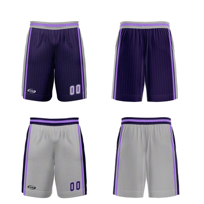 Benutzerdefinierte Lila Grau Reversible Basketball Jersey Personalisierte Drucken Name Nummer Logo