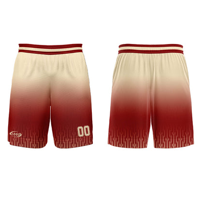 Benutzerdefinierter Rot Beige Farbverlauf Basketball Jersey Uniform Anzug gedruckt Ihr Logo Name Nummer