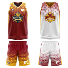Benutzerdefinierte Crimson Gelb Reversible Basketball Jersey Personalisierte Print Name Nummer Logo