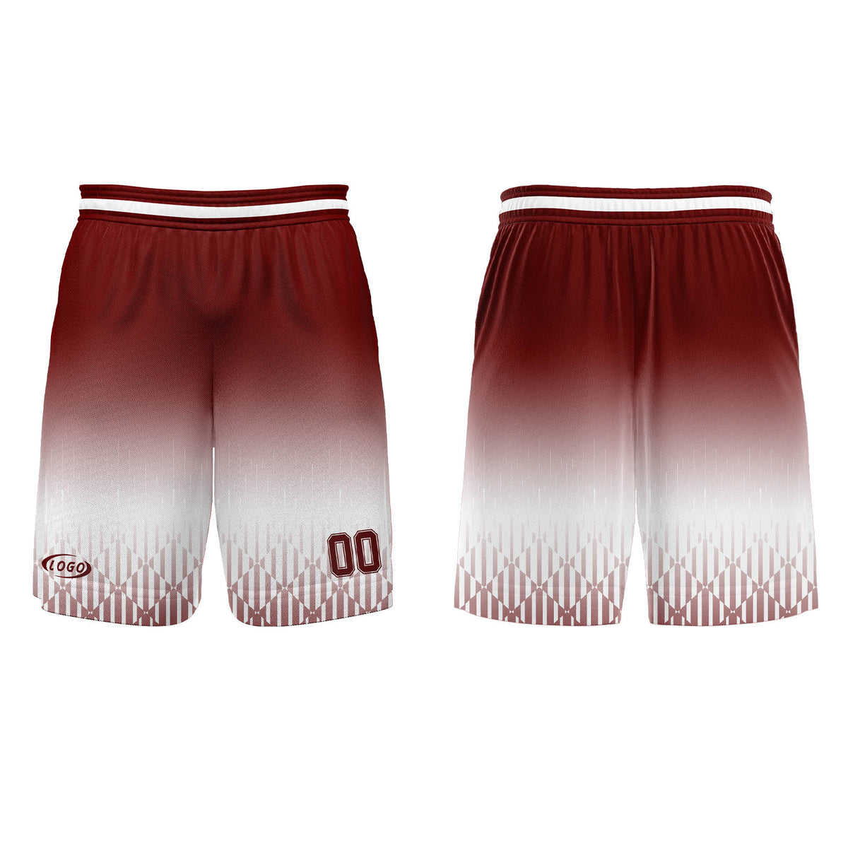 Benutzerdefinierter Weiß Rot Braun Farbverlauf Basketball Jersey Uniform Anzug gedruckt Ihr Logo Name Nummer
