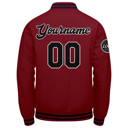 Benutzerdefinierte Verlauf Varsity-Jacke. Letterman-Jacke Karminrot Schwarz