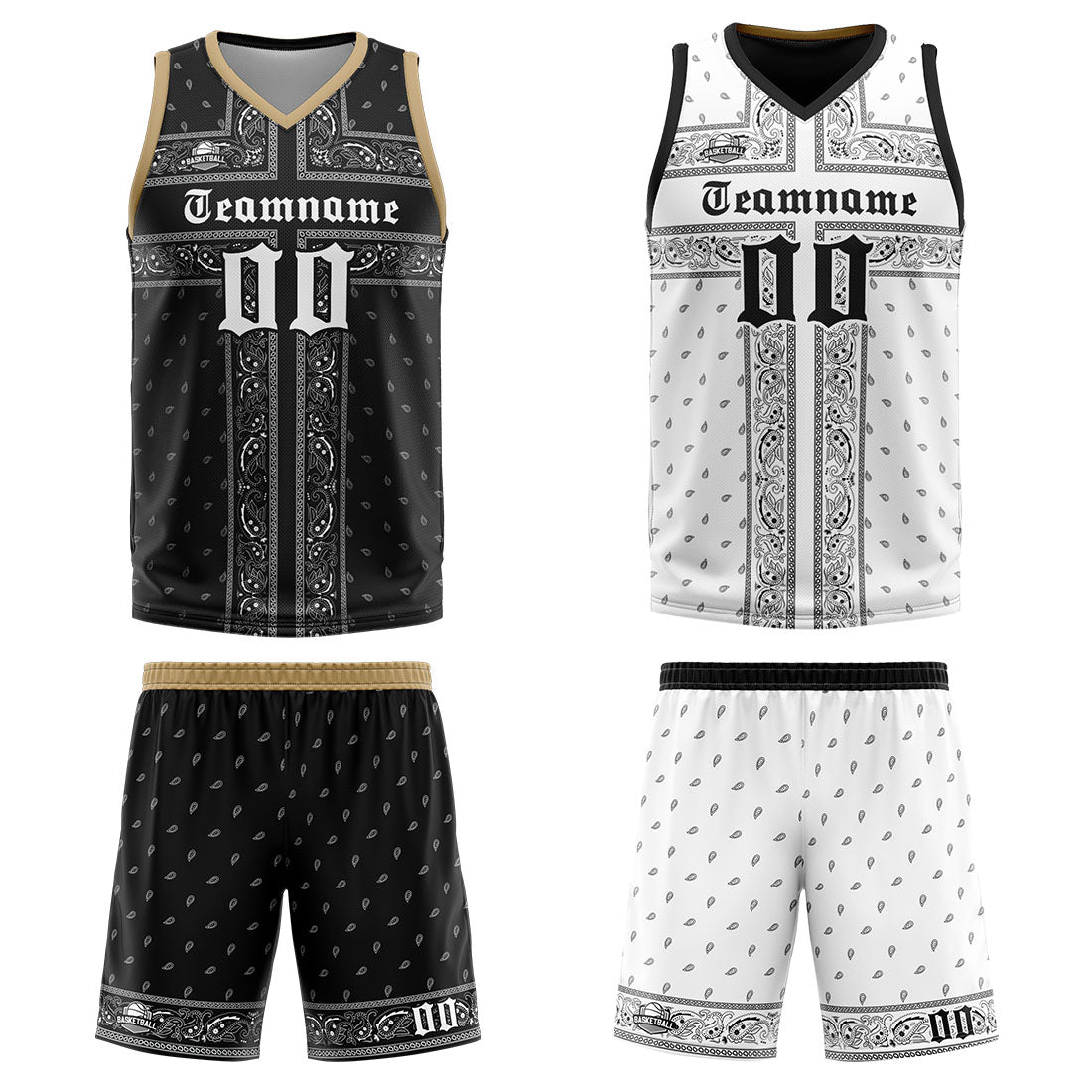 Benutzerdefinierte Reversible Basketball Jersey Personalisierte Print Name Nummer Logo Schwarz-Weiß
