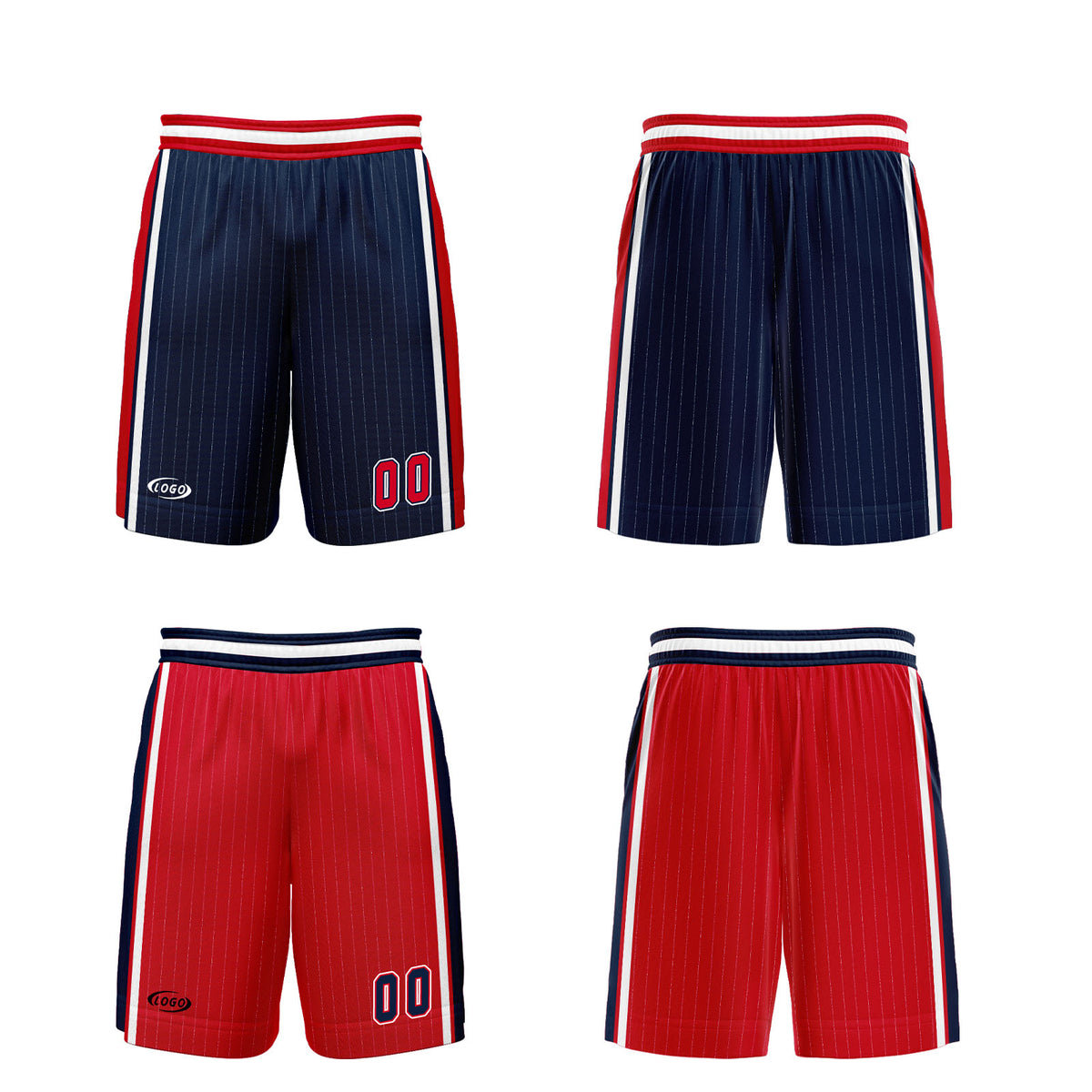 Benutzerdefinierte Marine Rot Reversible Basketball Jersey Personalisierte Drucken Name Nummer Logo
