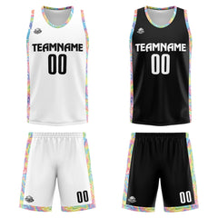 Benutzerdefinierte Reversible Basketball Jersey Personalisierte Print Name Nummer Logo Schwarz&Weiß