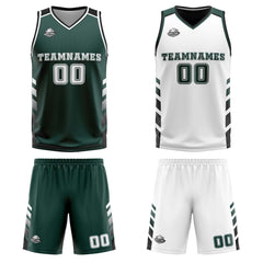 Benutzerdefinierte Grün Weiß Schwarz Reversible Basketball Jersey Personalisierte Print Name Nummer Logo