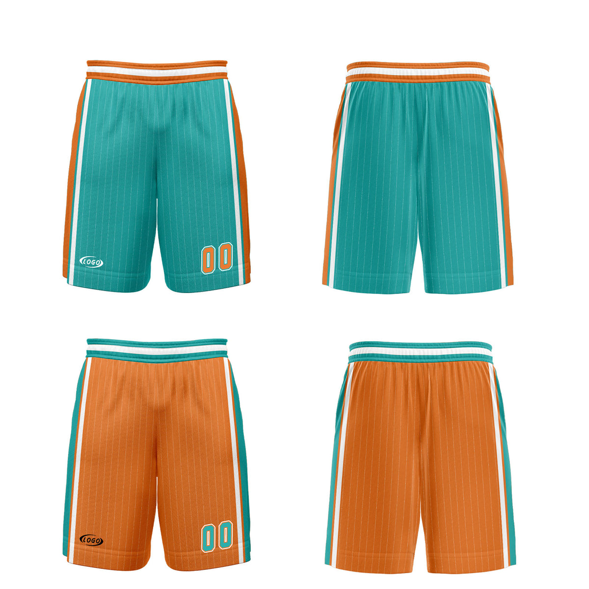 Benutzerdefinierte Cyan Orange Reversible Basketball Jersey Personalisierte Drucken Name Nummer Logo